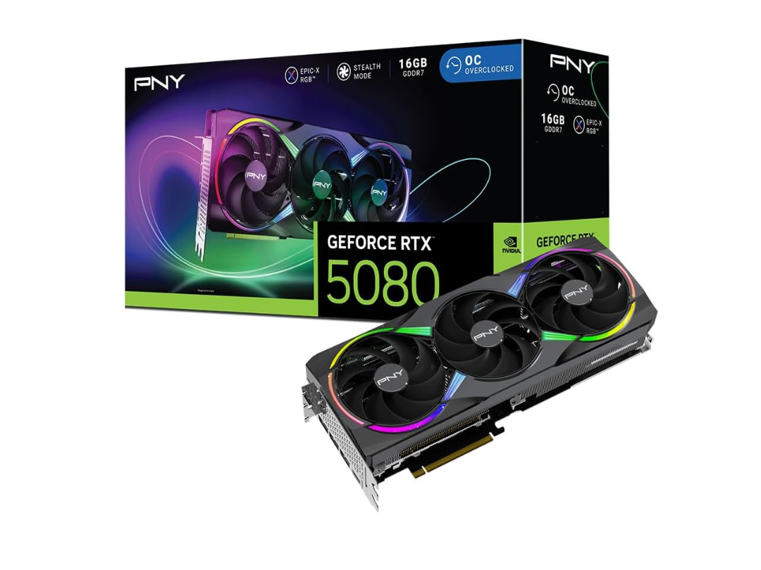 Buy PNY RTX 5080 OC 16GB GDDR7 GPU – DLSS 4 Graphics Card (GPU) in Qatar Buy PNY RTX 5080 OC 16GB GDDR7 GPU – DLSS 4 Graphics Card (GPU) in Qatar